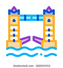 vector de icono de puente levadizo. señal de puente levadizo. ilustración de símbolo de color