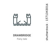 Drawbridge outline vector icon. Thin line black drawbridge icon, flat vector simple element illustration from editable fairy tale concept isolated on white background
