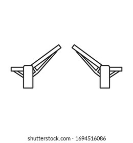 Icono de vector Drawbridge.Icono de vector de contorno aislado en puente levadizo de fondo blanco.