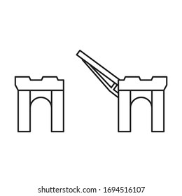 Drawbridge vector icon.Outline vector icon isolated on white background drawbridge.