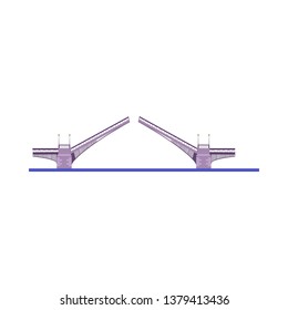 Drawbridge vector illustration. Highway bridge, waterway, harbor. Bridges concept. Vector illustration can be used for topics like architecture, transportation, city
