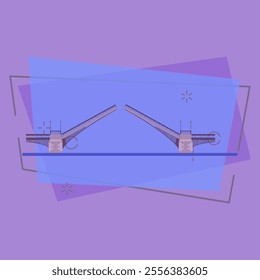 Drawbridge vector illustration. Highway bridge, waterway, harbor. Bridges concept. Vector illustration can be used for topics like architecture, transportation, city