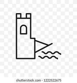 drawbridge vector linear icon isolated on transparent background, drawbridge transparency concept can be used for web and mobile