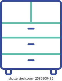 Drawer cabinet outline dual color vector illustration icon design