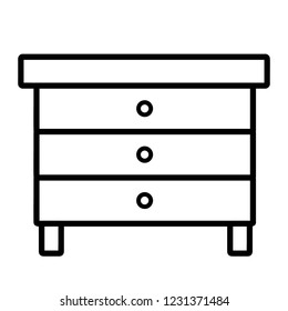 Drawer cabinet outline icon Nightstand simple line vector icon