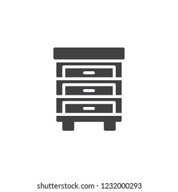 Drawer cabinet vector icon. filled flat sign for mobile concept and web design. Nightstand simple solid icon. Symbol, logo illustration. Pixel perfect vector graphics