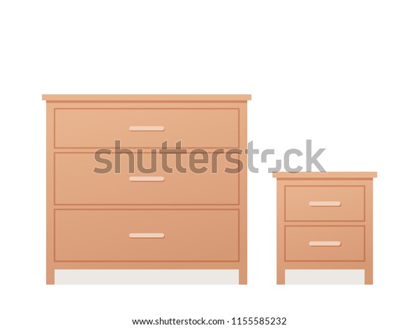 Drawer Chest Dresser Bedside Table Vector Interiors Stock Image