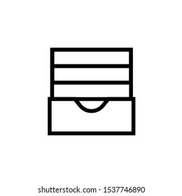 Drawer chest. Vector flat outline icon illustration isolated on white background.