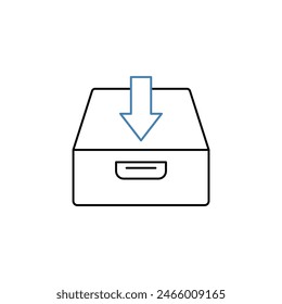 icono de línea de concepto de cajón. Ilustración de elemento simple. diseño de símbolo de esquema de concepto de cajón.