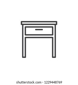 Drawer desk outline icon. linear style sign for mobile concept and web design. Office Table simple line vector icon. Symbol, logo illustration. Pixel perfect vector graphics