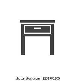 Drawer desk vector icon. filled flat sign for mobile concept and web design. Office Table simple solid icon. Symbol, logo illustration. Pixel perfect vector graphics