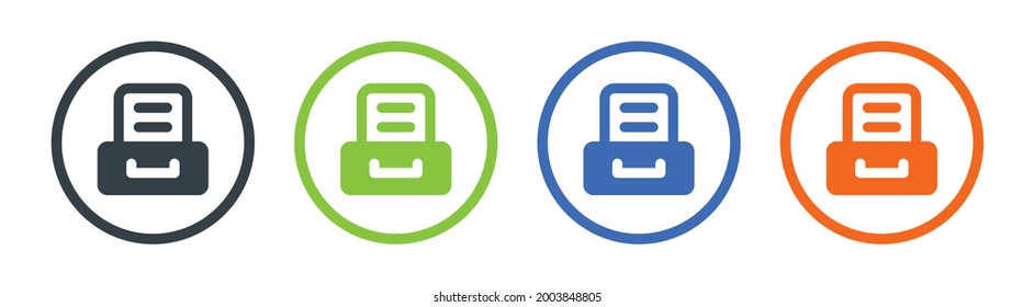 Drawer with document icon vector illustration.