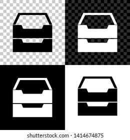 Drawer with documents icon isolated on black, white and transparent background. Archive papers drawer. File Cabinet Drawer. Office furniture. Vector Illustration