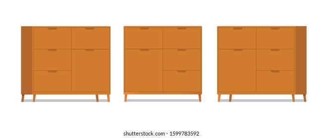 Drawer, dresser, or bedside table in flat cartoon style
