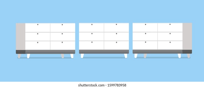 Drawer, dresser, or bedside table in flat cartoon style