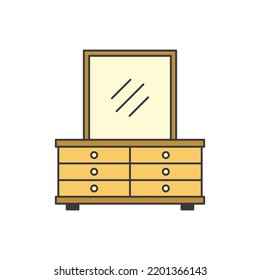Drawer Dresser icon in color, isolated on white background 