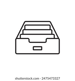 Drawer with file icon, editable stroke, vector icon