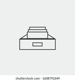 Drawer with files line vector icon