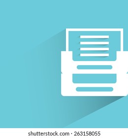 drawer with folders on blue background, flat and shadow theme