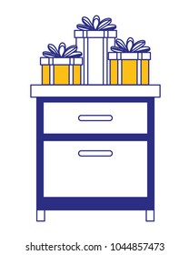 drawer with gifts boxes presents icon