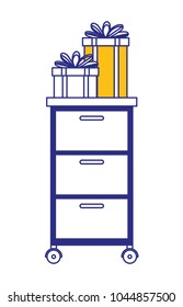 drawer with gifts boxes presents icon