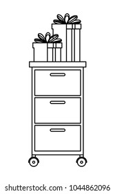 drawer with gifts boxes presents icon