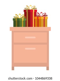 drawer with gifts boxes presents icon