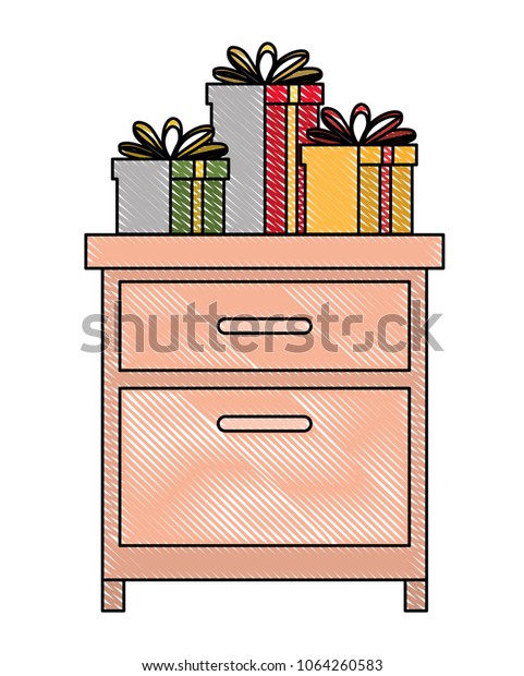 Drawer Gifts Boxes Presents Icon Stock Vector Royalty Free