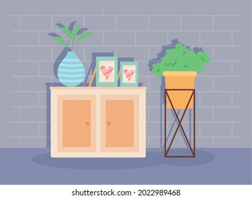 drawer and houseplant home decoration