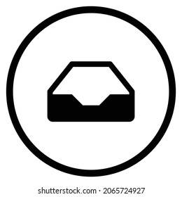 icono del cajón. Estilo plano Forma de círculo aislada en fondo blanco. Ilustración del vector