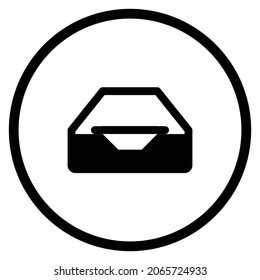 drawer Icon. Flat style Circle Shape isolated on white background. Vector illustration