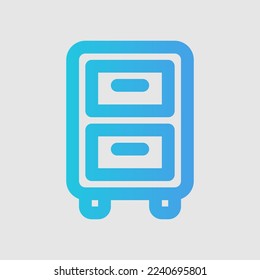 Icono de cajón en el estilo de gradiente sobre muebles, uso para presentación de aplicación móvil del sitio web