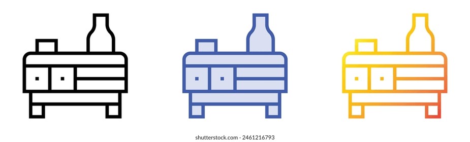 drawer icon. Linear, Blue Fill and Gradient Style Design Isolated On White Background