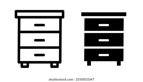 Drawer Icon set in black filled and line.