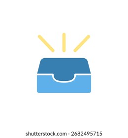 ícone de gaveta, estilo simples plana, ilustração vetorial, símbolo, pictograma de modelo de logotipo de design, para ui ou ux isolado em branco para aplicativo móvel, editável
