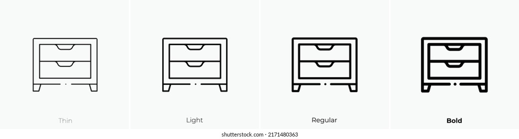 drawer icon. Thin, Light Regular And Bold style design isolated on white background