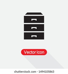 Drawer Icon Vector Illustration On Light Gray Background Eps10