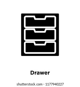 Drawer icon vector isolated on white background, logo concept of Drawer sign on transparent background, filled black symbol