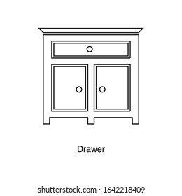 Drawer icon vector on white background. Black icon illustration