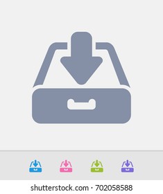 Drawer Inbox - Granite Icons. A professional, pixel-perfect icon designed on a 32x32 pixel grid and redesigned on a 16x16 pixel grid for very small sizes.