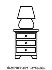 drawer with lamp forniture icons vector illustration design