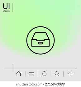 Icono de línea de cajón. Elemento para su diseño