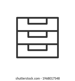 Symbol für die Druckzeilenlinie. Web-Symbol für Web und Apps. Unterschreiben Sie Design im Rahmenstil. Drawer-Strich-Objekt.