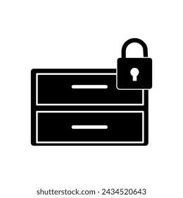 drawer lock glyph simple flat illustration on white background..eps