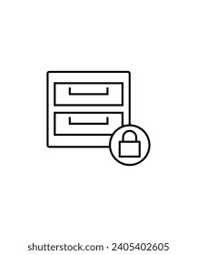 drawer with lock icon, vector best line icon.