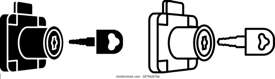 Drawer Lock and key icon, vector