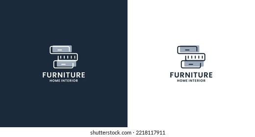 drawer logo design line art with silhouette logo design for furniture company