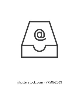 Drawer mail box line icon, outline vector sign, linear style pictogram isolated on white. Symbol, logo illustration. Editable stroke