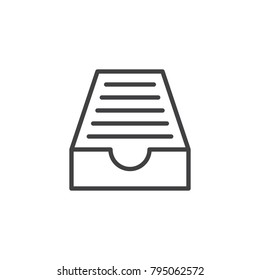 Drawer mail box line icon, outline vector sign, linear style pictogram isolated on white. Symbol, logo illustration. Editable stroke