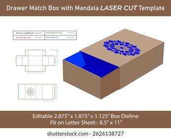 Modelo de caixa de correspondência de gaveta com Mandala modelado corte a laser